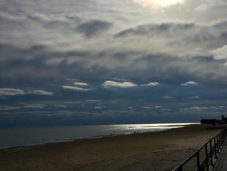 Allenhurst boardwalk, Paramount Theatre in the distance